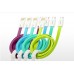 3pcs Micro USB to USB Flat Noodle Cable for Android Smartphones & Tablets 